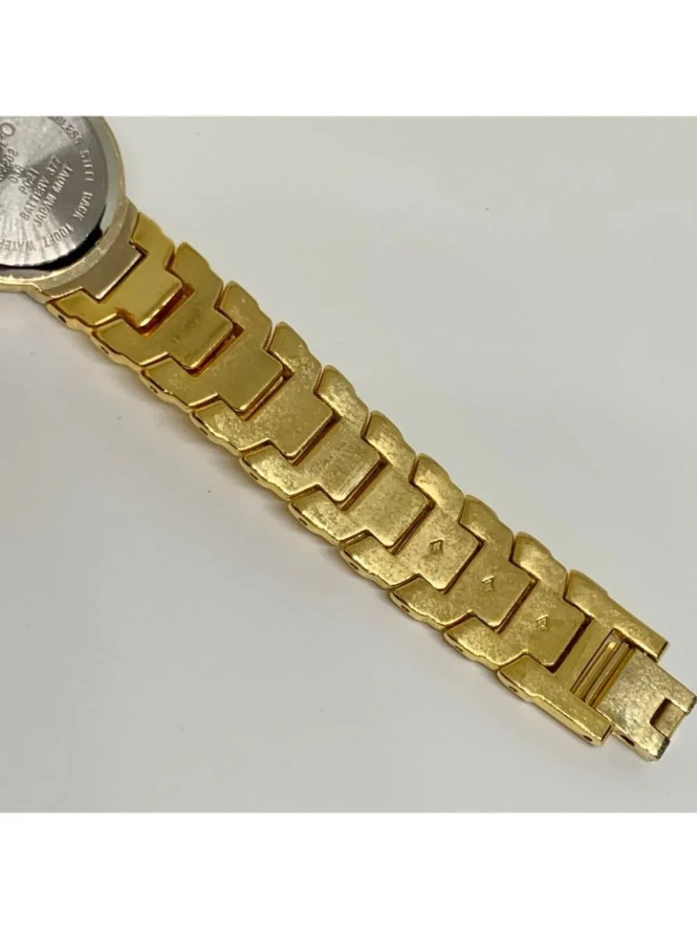 Adolfo women’s gold tone watch quartz mop dial rhinestones 22mm 6.5” running